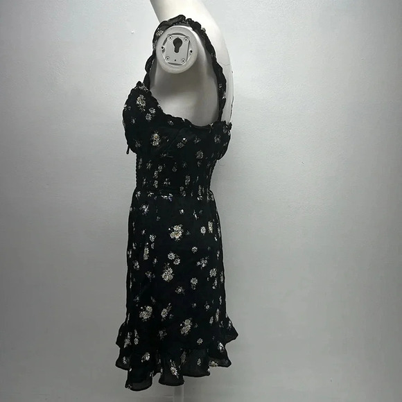 Reformation Silvia Mini Dress Sleeveless Floral Daisy Printed Black Size Small - Picture 8 of 12